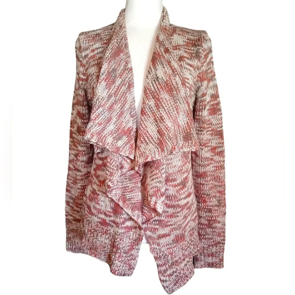 Skies Are Blue Sweaters - Skies Are Blue Multicolor Drape Front Knit Open Front Cardigan Size Medium